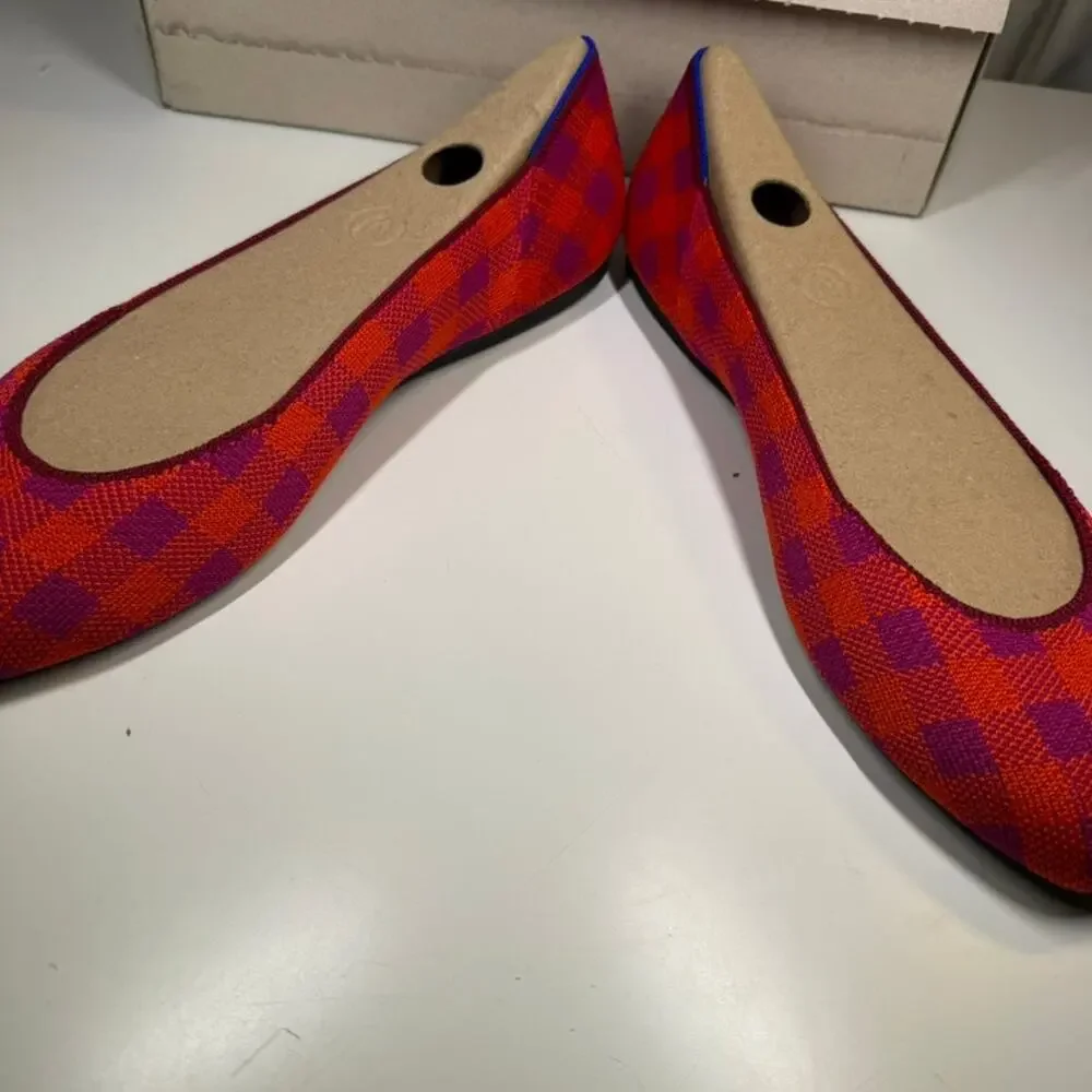 Rothy's The Flat Pomegranate Gingham Retired LE Ballet Flats Women’s 12 NIB